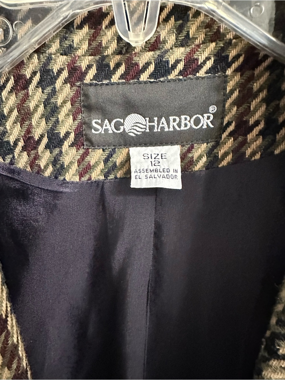 Sag Harbor Brown & Black Houndstooth Women's Blazer size 12 - Picture 8 of 9